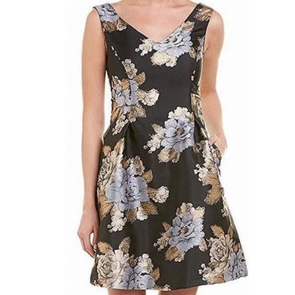 Donna Ricco Womens Black Jacquard Dress NWT - Picture 1 of 2